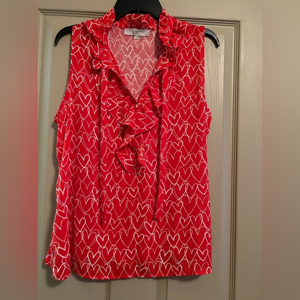 Red, sleeveless, LOFT, like new worn once.